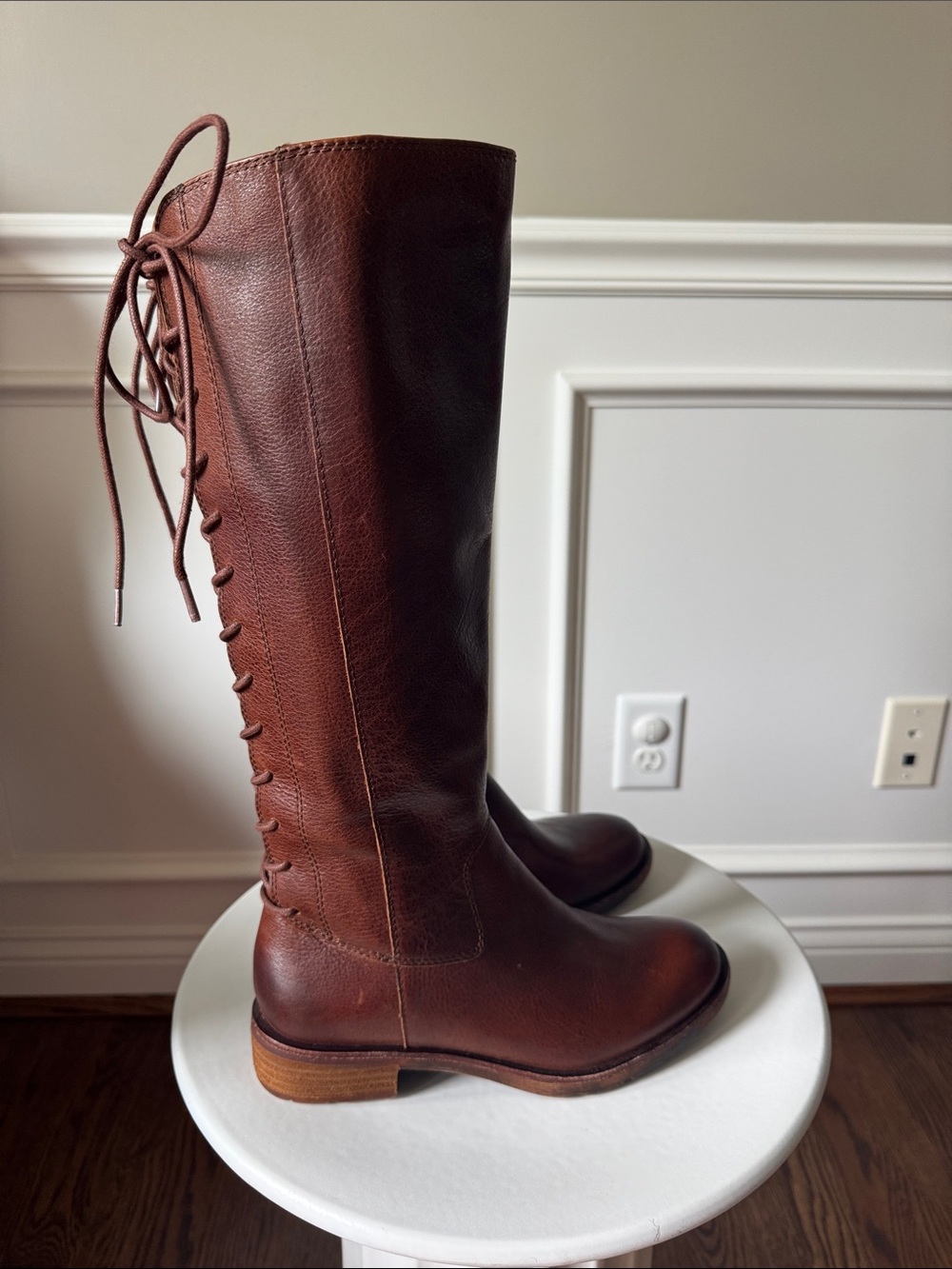 Brown/Tan Leather Knee-High Boots Size 6.5